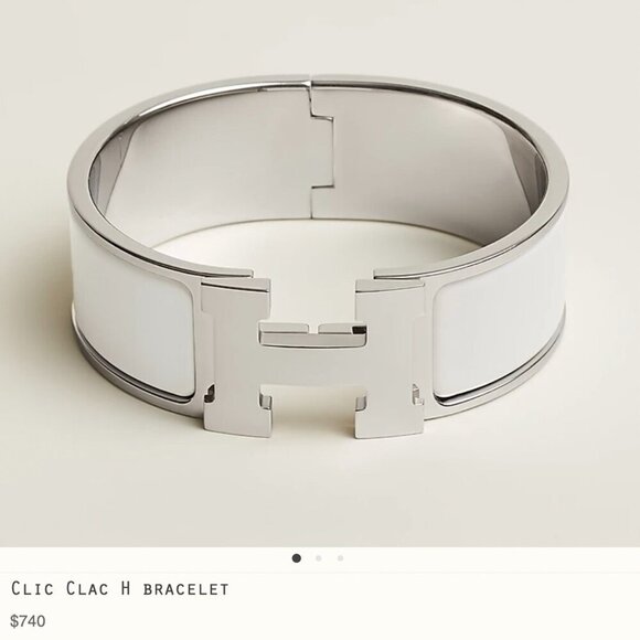Hermes Jewelry - HERMES Clic Clac H bracelet White/Sliver